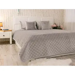Покривало Руно 150х220 велюр (360.55_Grey ромб) - мініатюра 4