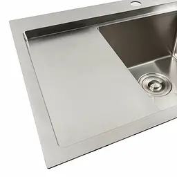 Кухонна мийка нержавійка 58x48 R Platinum Handmade (два отвори, круглий сифон 3,0/0,8), Нержавіюча сталь - мініатюра 6