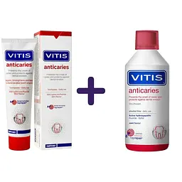 Набір: зубна паста Vitis Anticaries 100 мл + ополіскувач Vitis Anticaries Mouthwash 500 мл