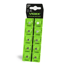 Батарейка годинникова Videx AG 4/LR626 BLISTER CARD 10 шт VIDEX (23267-000)