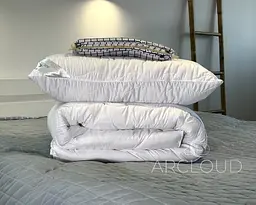 Ковдра зимова ArCloud Classic 140х205 у сумці + подушка ArCloud Classic з кантом 50х70 у сумці + постільна білизна LARA сатин полуторна модель на вибір