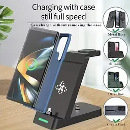Зарядна станція 3 в 1 для Samsung S24 S23 S22 Note Z Fold Fast Wireless Charger Stand для Galaxy Watch 5 4 3 Activer 2/1 Buds - мініатюра 3