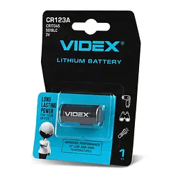 Батарейка літієва Videx CR123A 1шт BLISTER CARD VIDEX (23459-000)