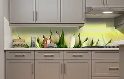 Вініловий кухонний фартух Весняні Тюльпани наклейка для кухні ПВХ квіти Жовтий 65х250 см Happy Pocket Z181595 - мініатюра 5