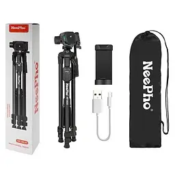 Штатив NeePho NP-8830 для зйомки 54-155см з розборним тримачем у чохлі+пульт Black - мініатюра 3