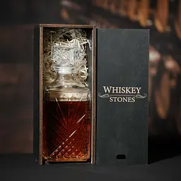 Подарунковий набір віскі Whiskey Stones №11 графин Selecta в дерев'яному пеналі - мініатюра 3
