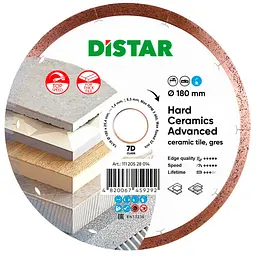Алмазний диск Distar 1A1R 180 Hard ceramics Advanced 180x1.4x25.4 мм