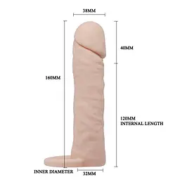 Насадка для члену Pretty Love Penis Sleeve Medium Flesh Baile BI-026228 87681 - мініатюра 6