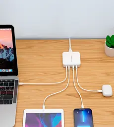 Мережевий зарядний пристрій Choetech PD8008 100W Desktop GaN Charger White (PD8008-EU-WH) [100838] - мініатюра 4