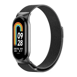Комплект ремінці Tamister для фітнес-браслета Xiaomi Mi Band 8 та 9 Bead design Silver - Milanese design Black - мініатюра 3