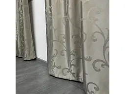 Жакардові штори темно-бежевого кольору з вензелем на тасьмі 2шт. 150х270 ALBO pbe0052394 - мініатюра 11