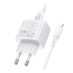 Зарядний комплект Borofone BAS44A 1Type-C /1USB PD/QC 20W 5V/3A Type-C to Lightning 1 м White (35138_3345029) - мініатюра 7