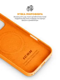 Силиконовый чехол с MagSafe для Apple iPhone 17 Pro Max, ICON2 MagCase, оранжевый, противоударный, панель с мягкой подкладкой, защита всего корпуса, поддержка беспроводной зарядки, совместим с защитными стеклами и пленками, ArmorStandart (ARM86682) - мініатюра 7