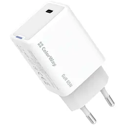 Зарядний пристрій ColorWay GaN Mini 65W PD Port PPS USB-C white (CW-CHS049PD-WT)