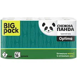 Туалетний папір Сніжна панда Optima 2 шари 16 рулонів