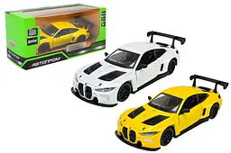 Іграшкова машинка гоночна BMW M4 GT3 1:43 Автопром металева 4377, 3 кольори, в коробці. 14,5x6,5x7см
