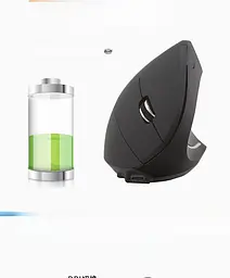 Бездротова акумуляторна вертикальна миша Bluetooth + USB адаптер 2,4 Чорна  - мініатюра 3