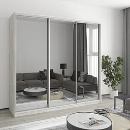 Шафа-купе тридверна MebelStar Стандарт AL 3 Дзеркала 220x60x210 см Аляска сірий (MBS-3032)