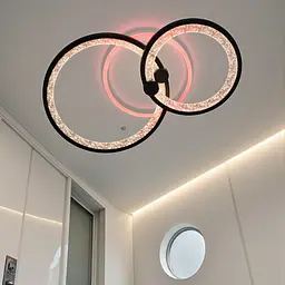 Стельова LED-люстра Diasha 8180/2BK 3color з пультом і димером, чорна, 55 W, 3025 lm, круглі акрилові LED-кільця 53×33 см - мініатюра 2