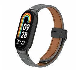 Шкіряний ремінець для XiaomiBand 8 Туманно-сірий