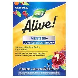 Витамины для возраста 50+ Alive! Men's 50+ Complete Multivitamin 50 таблеток Nature's Way vit0006243