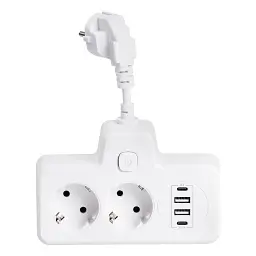 Мережевий фільтр-розгалужувач Yiwu HP-5-17 SNAILS BKL-502 EU на 2 розетки LED 4 USB білий 
