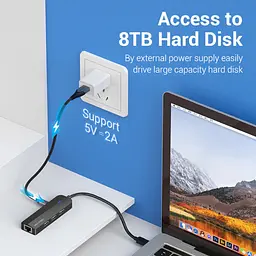 USB-хаб Vention USB-C to USB 3.0*3/RJ45/Micro-B HUB 0.15M Black ABS Type (TGPBB) - мініатюра 4