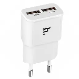 Адаптер мережевий Hoco UH202 блок живлення на 2 USB-порти 2.1 A білий