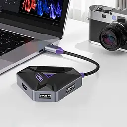 USB-Хаб Type-C-Хаб Proove Gaming Spectre (2*USB3.0 + Type-C + PD100W + HDMI) dark gray (HBPG10221205) - мініатюра 4