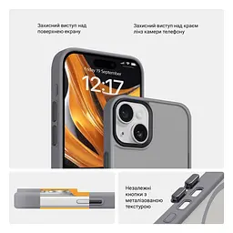 Чехол для Apple iPhone 15 Plus, Uniq MagCase, серый, противоударный, панель-накладка с MagSafe, ударопрочный TPU+PC, с магнитом MagSafe, поддержка полноценной беспроводной зарядки, ArmorStandart (ARM75279) - мініатюра 3