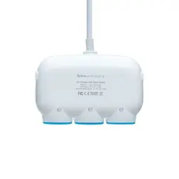 Автомобільний зарядний пристрій із розгалужувачем прикурювача Hoco C1 + 2 USB White - мініатюра 8
