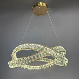 Підвісна кришталева LED-люстра з кільцями Linisoln 7108 FG золото 180 Вт 58 см для вітальні до 17 м2 - мініатюра 3