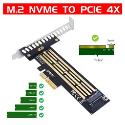 Контролер Dynamode M.2 SSD NVMe M-Key to PCI-E 3.0 x4/ x8/ x16, full profile br (PCI-Ex4- M.2 M-key) - мініатюра 2