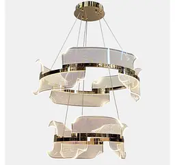 Двоярусна підвісна LED-люстра Artlight 512162/60+40GD золота з двома кільцями та прозорими акриловими розсіювачами - мініатюра 5