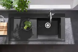 Кухонна мийка Hansgrohe S514-F450 1050x510 поличка зліва Graphiteblack 43314170, Чорний - мініатюра 5