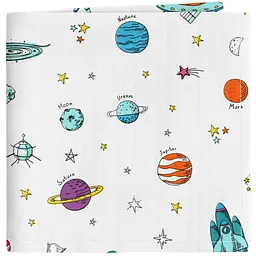 Пелюшкі муслінові Cosas Spaceman 110х150 см (MuslinDiapers_AstronautWhite_110x150)