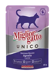 Вологий корм для кішок Morando MigliorGatto UNICO 100% ягня 85 г х 12 шт.