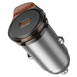 Автомобільний зарядний пристрій Hoco NZ16 Type-C PD 30W metal grey - мініатюра 3