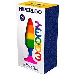 Силіконова анальна пробка Wooomy Hiperloo Silicone Rainbow Plug M діаметр 2.9 см довжина 11 см - мініатюра 3