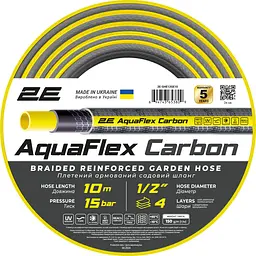 Шланг садовый 2Е AquaFlex Carbon 1/2" 4 слоя 10 м (2E-GHE12GE10)