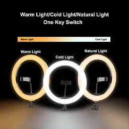 Селфи-лампа LED кольцевая Voltronic MJ-20 RGB 20см + штатив - мініатюра 9