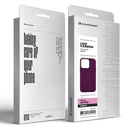 Карбоновый чехол для Apple iPhone 14 Pro, LikeCarbon MagCase, фиолетовый, тонкий защитный чехол-панель с магнитом MagSafe, противоударный, ультратонкий, совместимый с магнитными держателями и беспроводной зарядкой, ArmorStandart (ARM69204) - мініатюра 5