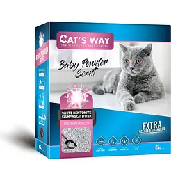 Білий бентонітовий наповнювач із ароматом дитячої присипки Cat's Way 6 л