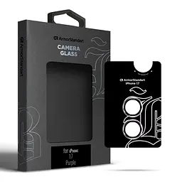 Захисне скло для камери Apple iPhone 17, Supreme BI, фіолетовий колір, з рамкою, глянцеве скло для захисту лінз, протиударне, прозоре, з клейовим шаром по контуру, не впливає на якість фото, ArmorStandart (ARM86446)