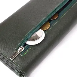 Горизонтальний гаманець у два складення з натуральної шкіри ST Leather 23067 зелений - мініатюра 9