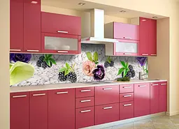 Кухонний фартух Ягоди і Квіти для кухні наклейка ожина троянди Абстракція Сірий 60х200 см Happy Pocket Z180476