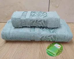 Набір турецьких бамбукових махрових рушників Cestepe 50х90+70х140 Bamboo Chery Green