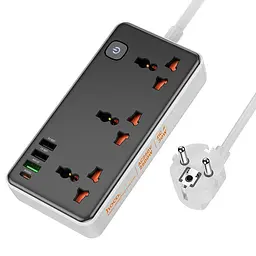 Подовжувач AC8A Storm (PD30W/1C/3A/3xSocket) (1.5 m) Black Hoco teh0029525