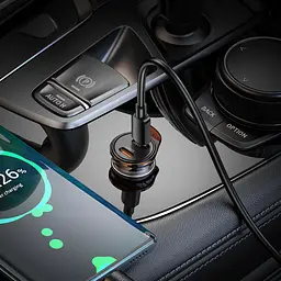 Автомобільний зарядний пристрій Hoco NZ16B 2 Type-C PD 45W metal grey - мініатюра 6
