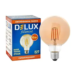 Лампочка Delux Globe G95 6Вт E27 2700К amber filament (90016727) - мініатюра 3